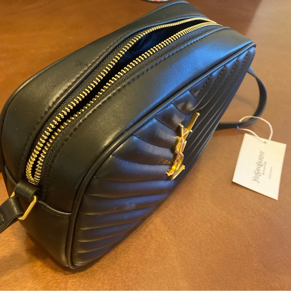 YSL lou camera bag black leather with gold hardware